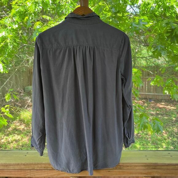 Anthropologie Maeve Women's Grey 100% Tencel Tie Front Blouse Size M - Picture 3 of 9